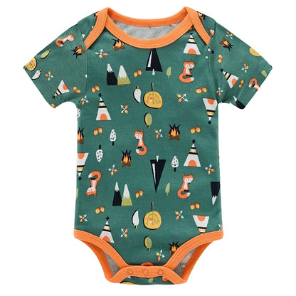 BABY HOUSE - Bamboo Vêtements de bébé doux garçons Romber Fox Imprimée à saut de combinaison Bodys Green Fents Cadeau de pyjamas nouveau-né