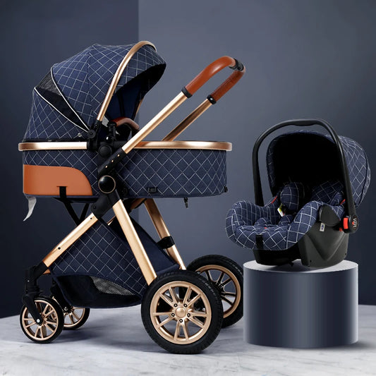BABY HOUSE - Poussette de luxe pour bébé 3 en 1, chariot pour bébé à paysage haut, peut s'asseoir et s'allonger, poussette Portable, berceau pour bébé, porte-bébé, livraison gratuite