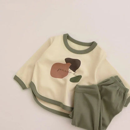 BABY HOUSE - MILANCEL Ensemble de vêtements pour bébé fille avec chemisier et pantalon graffiti 2 pièces
