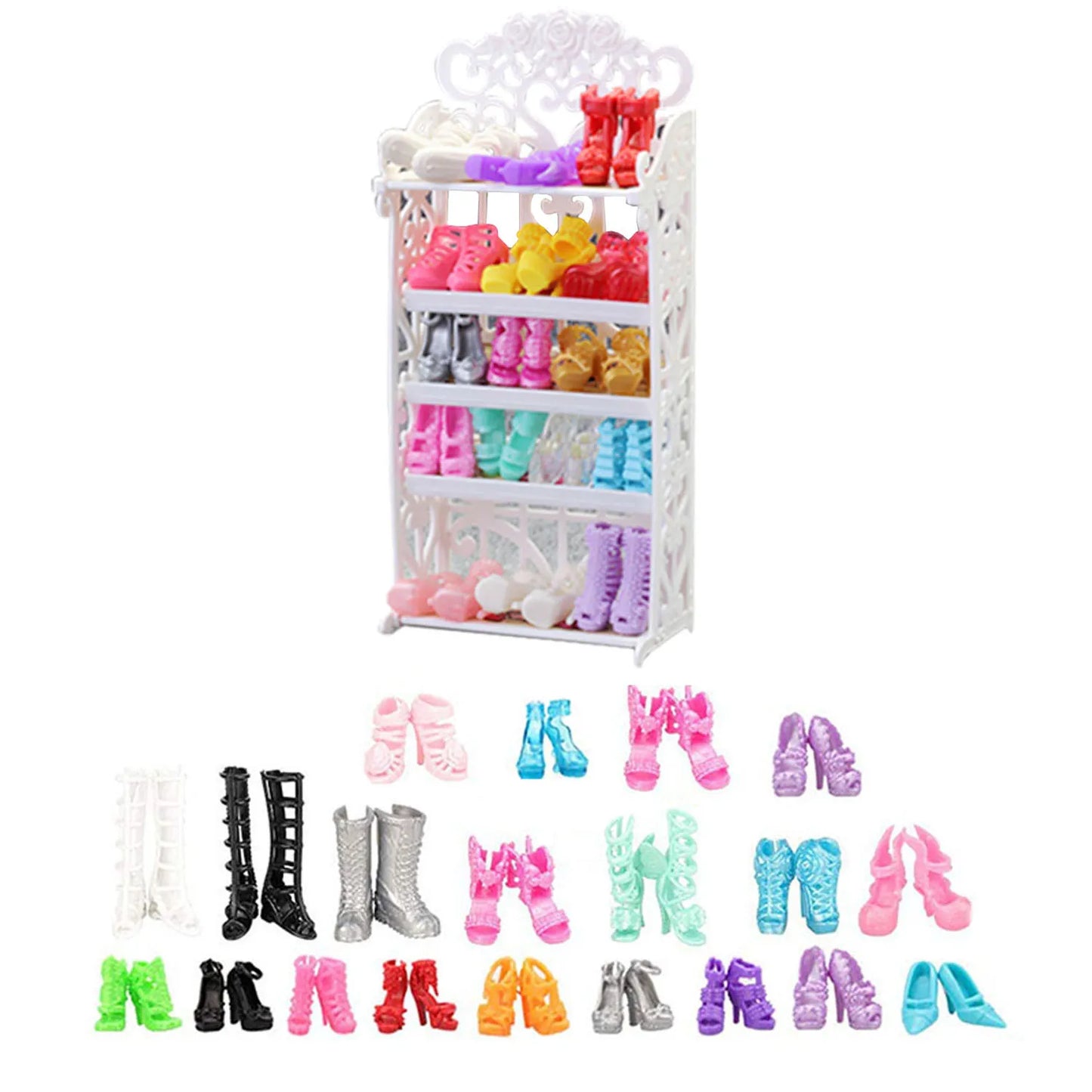 BABY HOUSE - Chaussures à talons hauts différentes, bottes adaptées aux accessoires de poupée Barbie de 11.8 pouces, jouets pour enfants et filles, cadeau d'anniversaire, 40 pièces