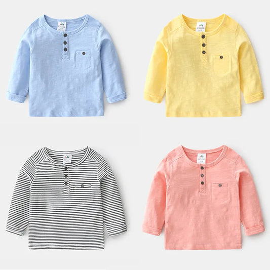 BABY HOUSE - Vêtements d'été pour bébés garçons de 2 à 8, 9 et 10 ans, couleur unie, pull à manches longues en coton doux, T-Shirt basique, nouvelle collection .