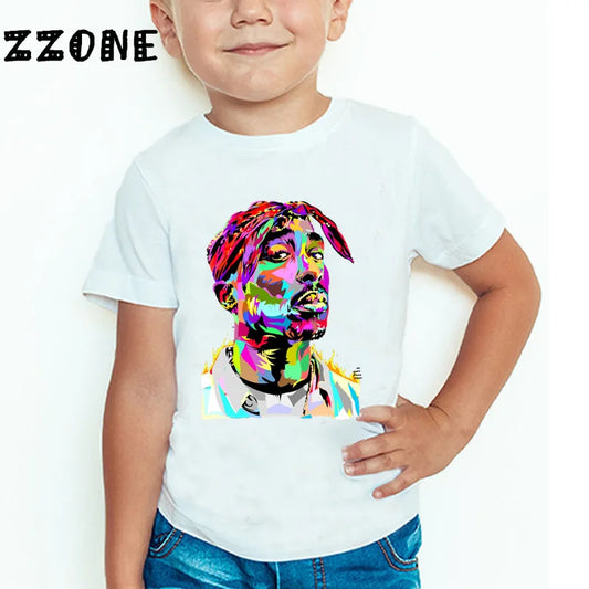 BABY HOUSE - Enfants Tupac 2pac Hip Hop Swag imprimé T-shirt enfants bébé décontracté T-shirt filles/garçons à manches courtes hauts d'été
