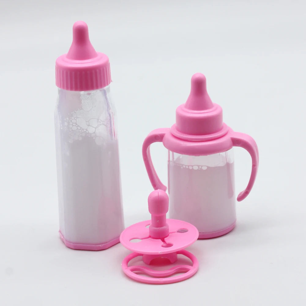 BABY HOUSE - 3 pièces/ensemble magique mike bouteille bébé poupée biberon mangeoire mamelon pour poupée jouet bouteille de lait es020