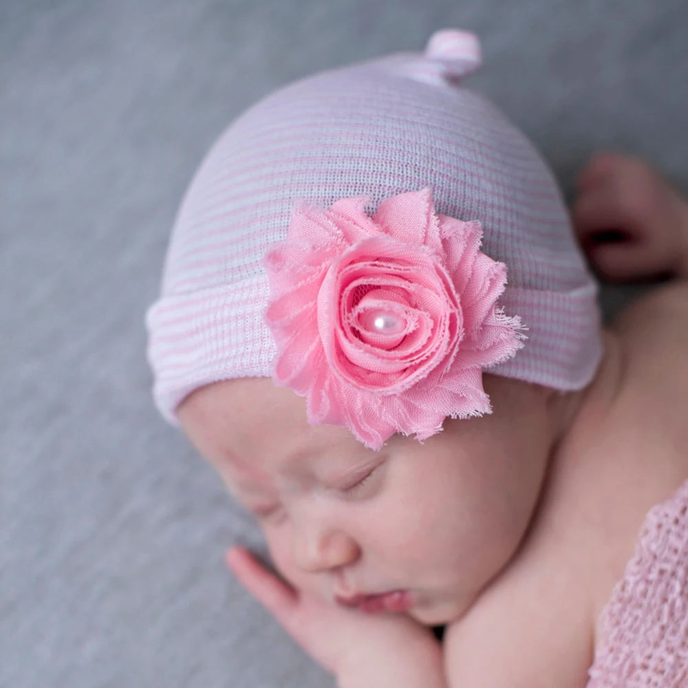BABY HOUSE - Chapeau d'hôpital à fleurs , pour filles et garçons, nouveau-né.