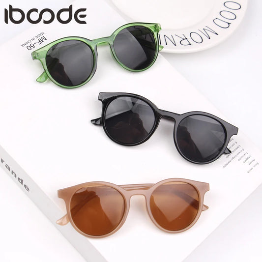 BABY HOUSE - Iboode mode ronde enfants lunettes de soleil filles enfants lunettes bébé garçons Anti-UV lunettes de soleil nuances colorées UV400 lunettes de voyage