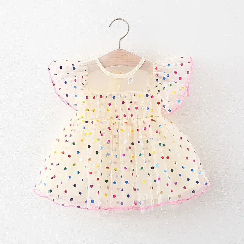 BABY HOUSE - Bébé Filles vêtements d’été tenue couleur à pois princesse robe pour filles bébé vêtements 1er anniversaire infantile bébés robes robe