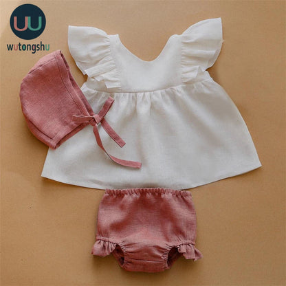 BABY HOUSE - Short solide pour bébés filles de 0 à 2 ans, bas en coton PP, culotte bouffante, culotte d'été