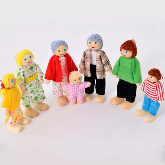Nouveaux meubles en bois jouet Miniature Mini poupées en bois famille poupée enfants enfants maison jouer jouet garçons filles cadeaux