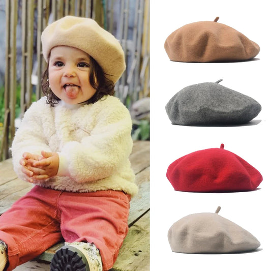 BABY HOUSE - Chapeau en laine pour bébé fille, béret d'hiver et d'automne pour enfants, accessoires de mode, casquette pour bébé, articles pour nourrissons de 1 à 4 ans