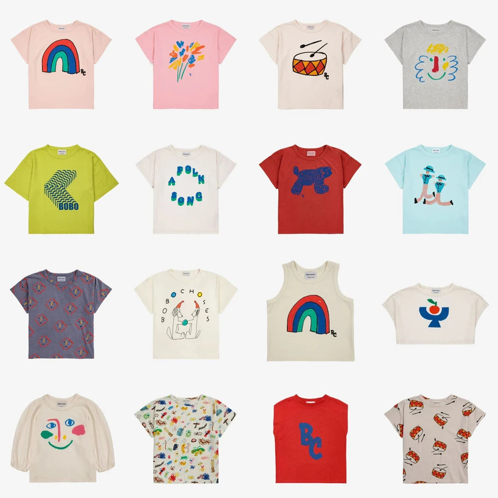 BABY HOUSE - Enfants filles T-shirts nouveau Bobo  été dessin animé imprimé enfants garçons T-shirts pour fille mode coton enfant en bas âge bébé à manches courtes hauts