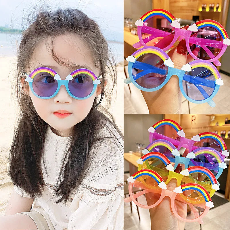 BABY HOUSE -  mode lunettes De soleil filles décorer arc-en-ciel mode lunettes De soleil mignon bébé extérieur parasol lunettes UV400 Gafas De Sol