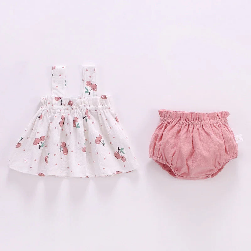 BABY HOUSE - Lawadka Été mince NOUVEAU BÉBÉ BÉBÉ POUR GILLES Set Print Mini Robe et PP Shorts 2PCS Set Infant Baby Clothing Tenfit .