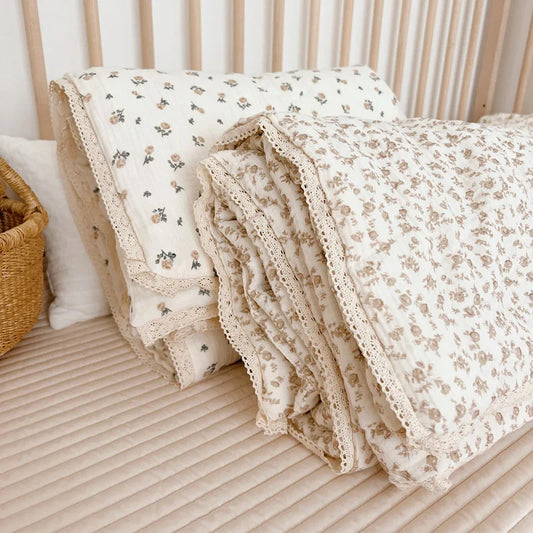 BABY HOUSE - Couverture en mousseline imprimée camélia Rose pour bébé, couette pour l'été, motif Floral, couverture de sieste pour bébé, literie