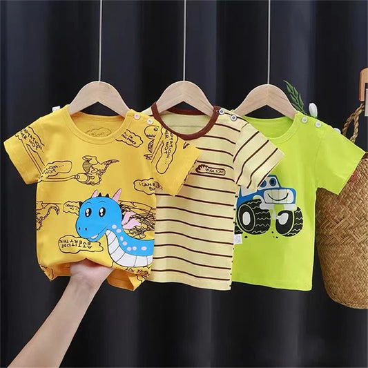 BABY HOUSE - T-shirt d'été à manches courtes pour bébé fille et garçon, haut coréen décontracté en coton, vêtements pour enfants de 0 à 7 ans, bon marché