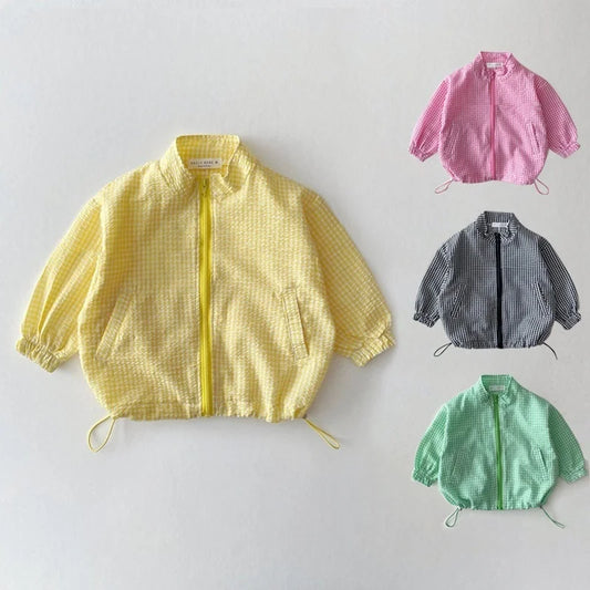 BABY HOUSE - Écran solaire mince d’été  nouveau bébé couleur unie sport coupe-vent manteau polyvalent à glissière décontractée pour enfants Sweat à capuche