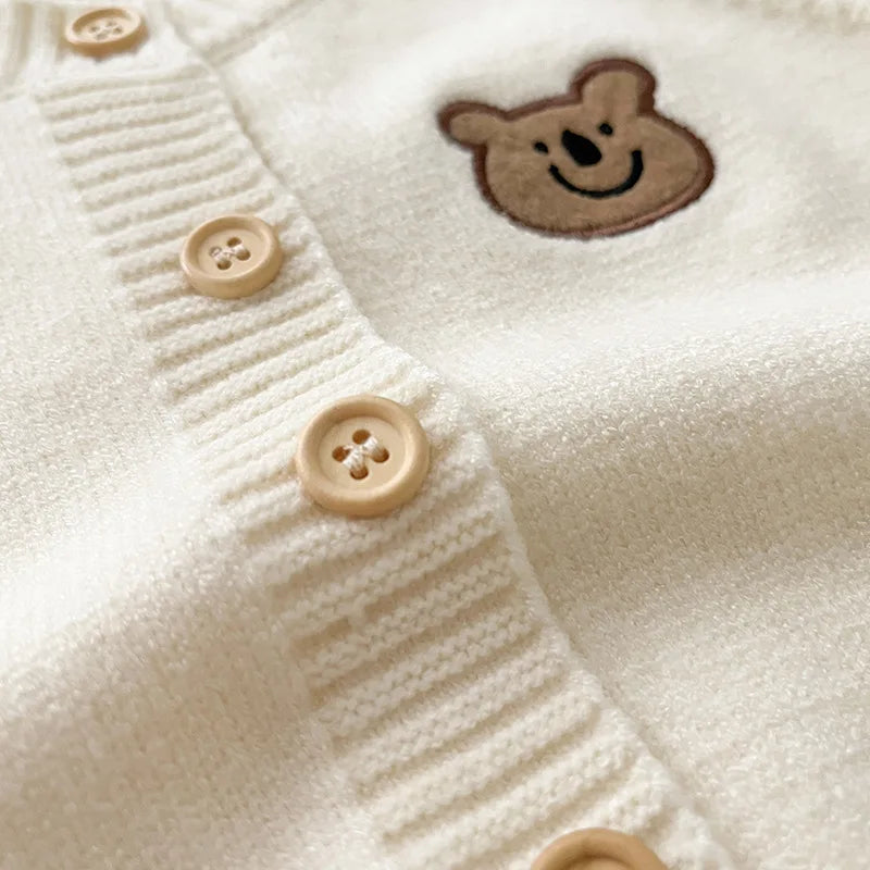 BABY HOUSE - Manteaux tricotés pour bébé, ours mignon, veste Cardigan tricoté pour enfants coréens, haut à manches longues, pull pour bébé, vêtements d'extérieur, automne