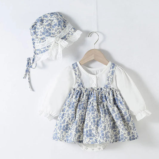 BABY HOUSE - Bodys de bébé nouveau-né + chapeau Imprimée couture en coton à manches longues pour bébé bébé