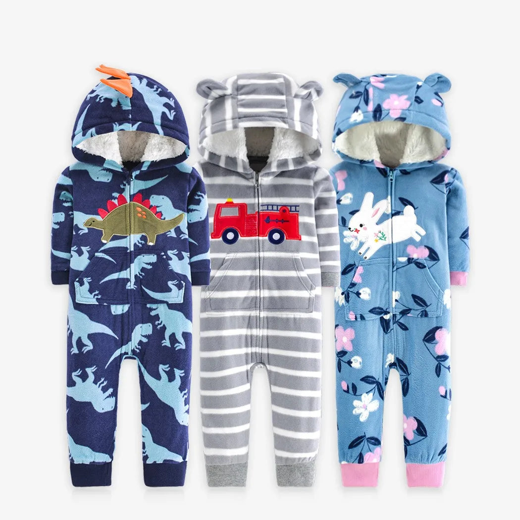 BABY HOUSE - Barboteuse à capuche Style Animal pour bébé, pyjama polaire chaud, combinaison pour bébé garçon et fille, vêtements de nuit 6-24M