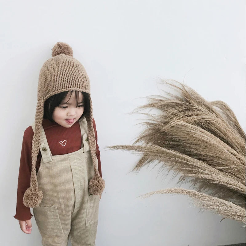BABY HOUSE - Nouveau hiver bébé chapeau pompon coton tricoté bébé casquette pour filles garçons infantile Bonnet enfants casquette bébé accessoires 6 couleurs