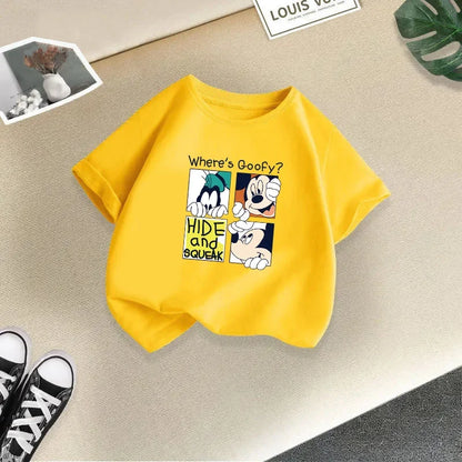 BABY HOUSE - T-shirt d'été en coton pour enfants, vêtements mignons de printemps, pour garçons et filles, imprimés Minnie Donald Duck Mickey Mouse.