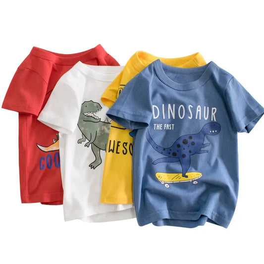 BABY HOUSE - T-shirt en coton, manches courtes, impression dinosaure, pour garçons, 2 à 9 ans.