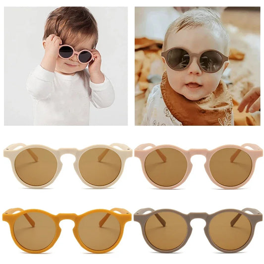 BABY HOUSE - Nouvelle mode enfants lunettes Vintage rond extérieur Protection solaire lunettes de soleil bébé filles acrylique UV400 lunettes de soleil enfants lunettes