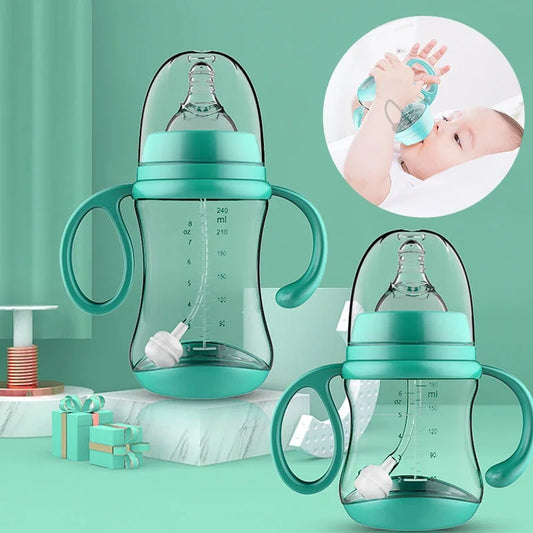 BABY HOUSE - Biberon anti-étouffement avec poignée biberons de large calibre pour nouveau-né tasse à boire double usage biberon d'eau de lait pour bébé