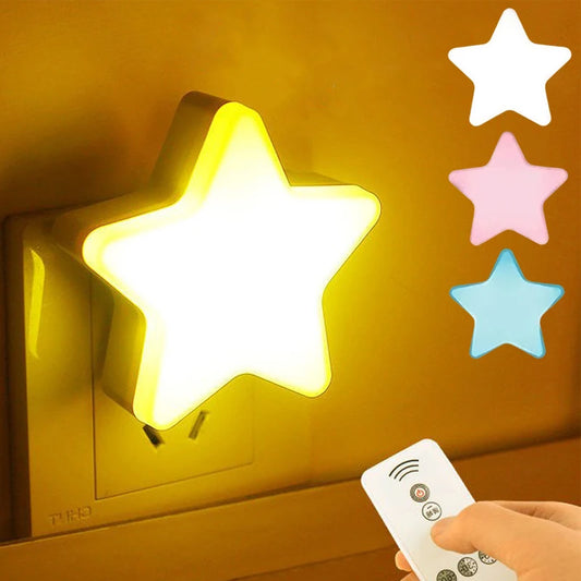 BABY HOUSE - LED Veilleuse Forme Étoile Télécommande Douille Lampe Chambre Décor Chevet Appliques Murales Enfants Enfants Bébé Sommeil Veilleuses