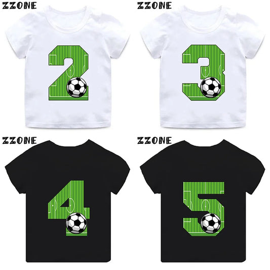 BABY HOUSE - Produits T-shirt humoristique pour garçons et filles de 1 2 3 4 5 6 7 8 9 ans, avec numéro de Football imprimé avec nœud, t-shirt de dessin animé pour enfants de 1 2 3 4 5 6 7 8 9 ans