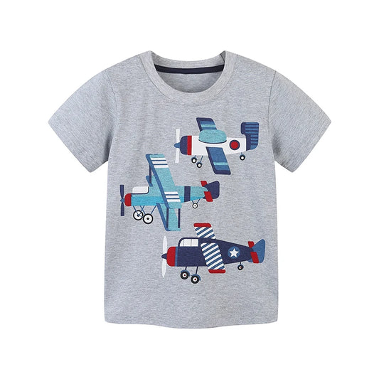 BABY HOUSE - Little maven – vêtements d'été pour bébés garçons, T-shirt hélicoptère en coton rouge, nouveaux hauts à la mode pour enfants de 2 à 7 ans.