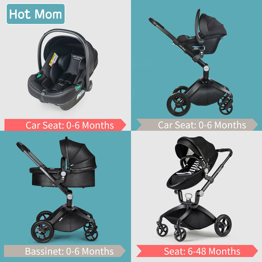 BABY HOUSE - Hot Mom 3 en 1 poussette bébé, poussette bébé, poussette paysage haute pour bébé nouveau-né, accessoires multiples, modèle F22