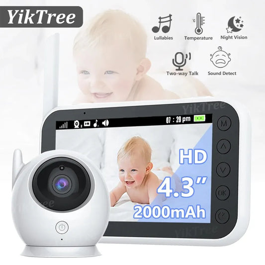 BABY HOUSE - 4,3 pouces vidéo sans fil moniteur pour bébé caméra audio de surveillance vision nocturne automatique interphone bidirectionnel baby-sitter sécurité nounou