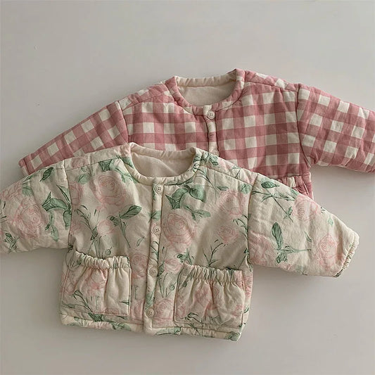 BABY HOUSE - Enfant hiver neuf veste rembourrée bébé fille douce fleur épaississe