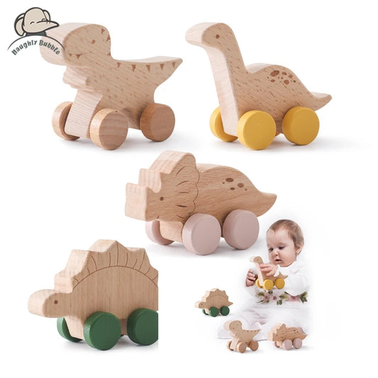BABY HOUSE - En bois bébé dinosaure Pushcart sans Bpa hêtre bébé jouet voiture Montessori jouets pépinière décoration main Coordination jouet fait main cadeau
