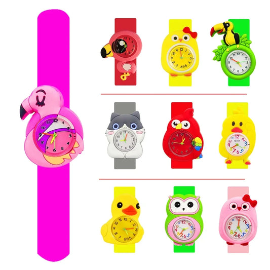 BABY HOUSE -  Dessin animé Toucan Flamingo Montres Pour Enfants Cadeaux D’anniversaire Bébé Étude Horloge De Temps Filles Garçons Enfants Montre Jouet Batterie De Rechange