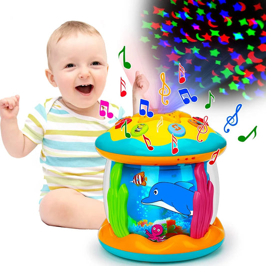 BABY HOUSE -  Jouets pour bébés 1-3 ans Bébés Ocean Light Rotary Projecteur Jouets musicaux Montessori Jouets sensoriels éducatifs précoces pour les cadeaux pour tout-petits
