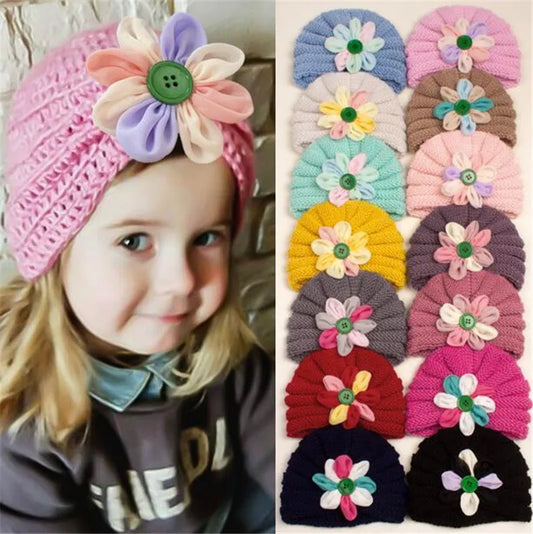 BABY HOUSE - Nouveau-né tricoté bébé chapeau filles couleur bonbon Bonnet Enfant bébé Bonnet Turban chapeaux