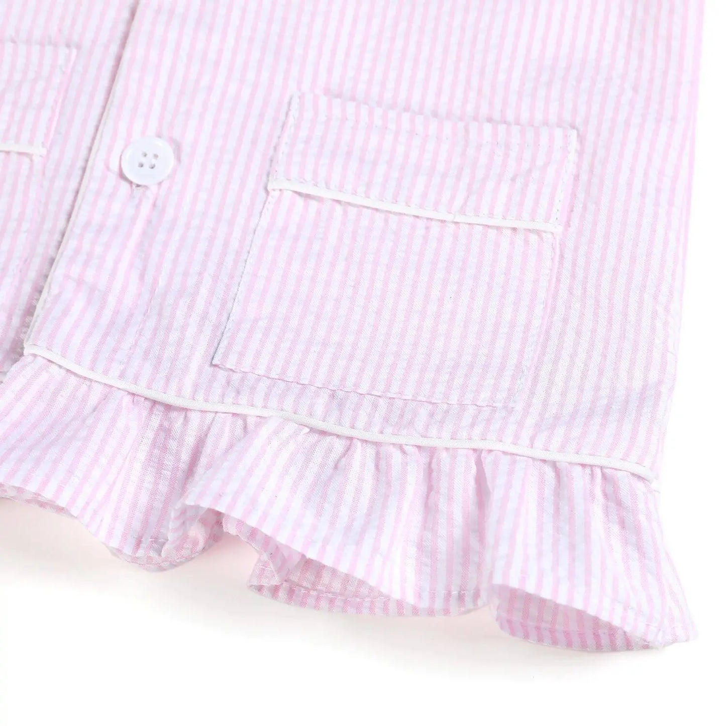 BABY HOUSE -  Seersucker Coton Enfants Fille Pyjamas Ensembles Enfants Vêtements D’intérieur Été  Bébé Fille Vêtements À Manches Courtes Vêtements De Nuit Garçons Pyjamas