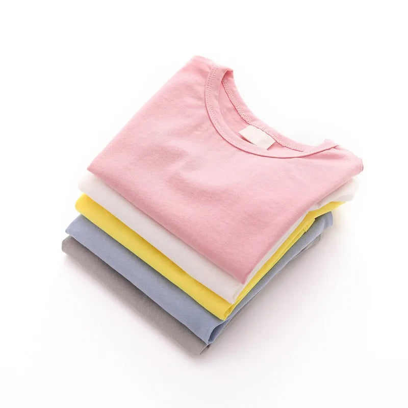 BABY HOUSE - T-shirt d'été à manches courtes pour enfants de 0 à 2 ans, en coton, à la mode, couleur unie, pour garçons et filles, hauts coréens décontractés, vêtements pour enfants en bas âge