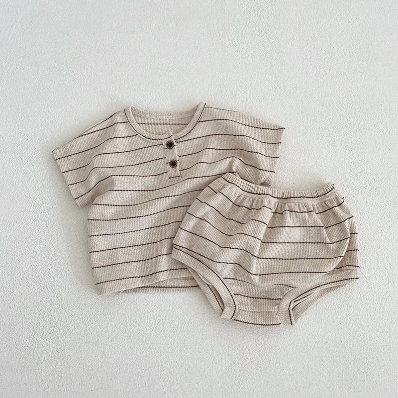 BABY HOUSE - Milancel  Été doublure de vêtements pour bébés set t-shirt à rayures et à floraison 2 pcs garçons costumes tenues