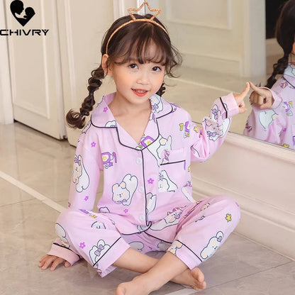 BABY HOUSE - Ensemble de pyjama cartoon à manches longues, pour filles et garçons, 3 à 10 ans.