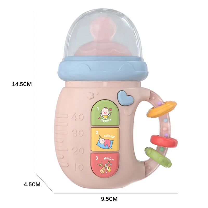 BABY HOUSE - Biberon Musical pour bébé, sucette pour nouveau-né, anneau de dentition souple, hochets, jouet éducatif, hochets mobiles, jouets 0-12M, musique vocale apaisante