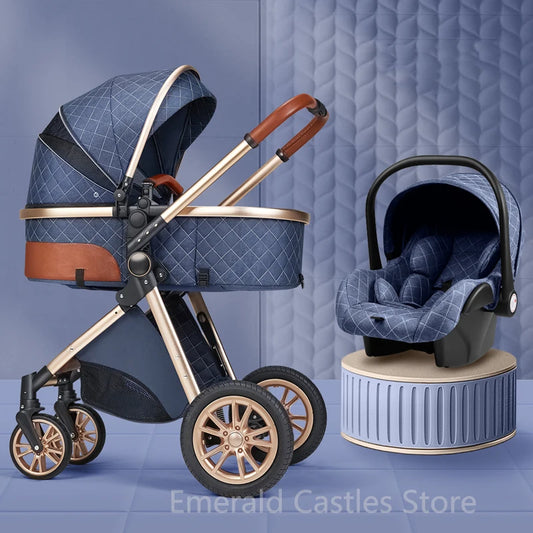 BABY HOUSE - Nouveau 3 en 1 bébé poussette haute paysage chariot léger nouveau-né landau résistant aux chocs bidirectionnel 2 en 1 enfant voiture bébé confort chariot .