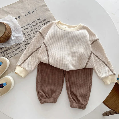 BABY HOUSE -  Milancel Printemps Designer Enfants Vêtements Bébé Bébé Garçons Garçons Costume Cool Infant Blouse et Pant2 PCS Waffle Vêtements Fixt Tenues