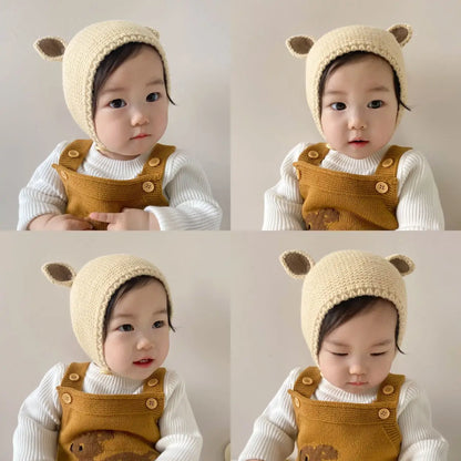 BABY HOUSE - Chapeau tricoté pour bébé de 0 à 2 ans, automne et hiver, oreilles de lapin, chapeau pour enfants, filles, garçons, mignon, chapeau en laine, accessoires pour nouveau-né