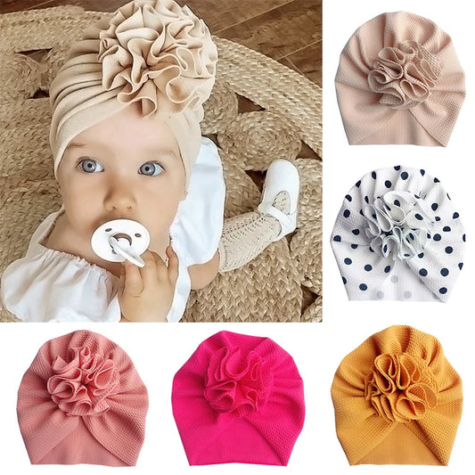 BABY HOUSE - Belle fleur bébé chapeau doux bébé fille chapeau Turban infantile enfant en bas âge nouveau-né bébé casquette Bonnet chapeaux