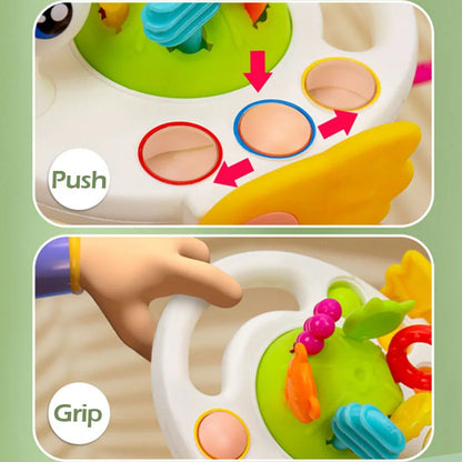 BABY HOUSE - Jouets sensoriels de dentition Montessori pour bébé de 1 à 3 ans, soucoupe volante en Silicone, jouet éducatif avec ficelle de traction, cadeau pour bébés