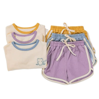 BABY HOUSE - Été pour tout-petit Girl Tracksuit 2pcs Casual Baby Clothing cosits Short Shirts à manches courtes
