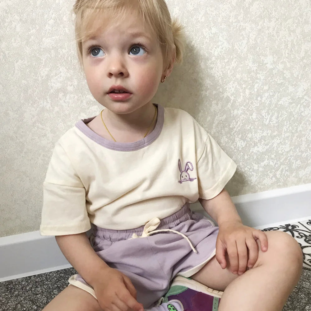 BABY HOUSE - Été pour tout-petit Girl Tracksuit 2pcs Casual Baby Clothing cosits Short Shirts à manches courtes