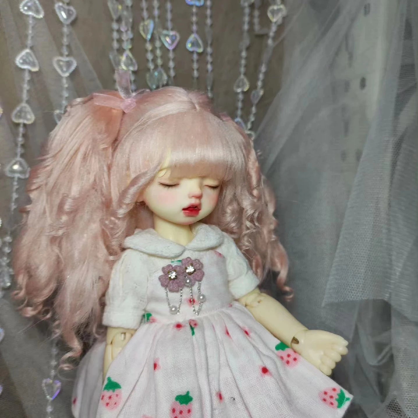 BABY HOUSE - Perruque de poupée colorée pour poupée princesse OB11, faux cheveux, peut être personnalisée, 1/8 1/6 1/4 1/3 1/12 BJD